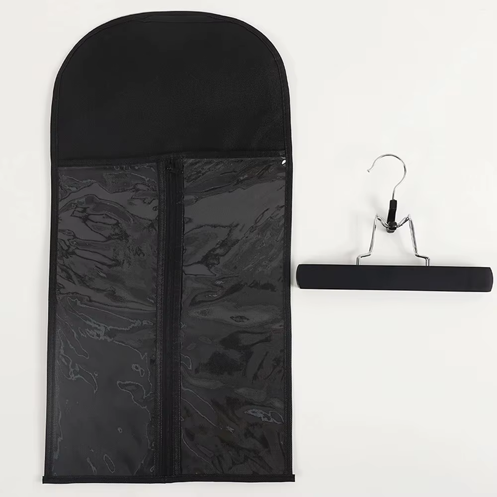 Sac de rangement portable noir pas cher pour perruques avec cintre, pour extensions de cheveux vierg
