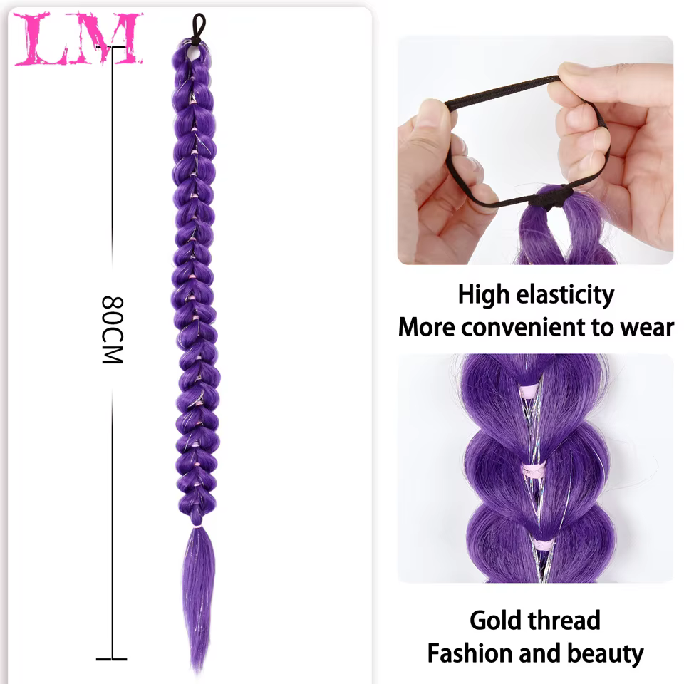Extensions de cheveux synthétiques LM de 32 pouces, longues, violettes, pour tresses, cheveux de tre