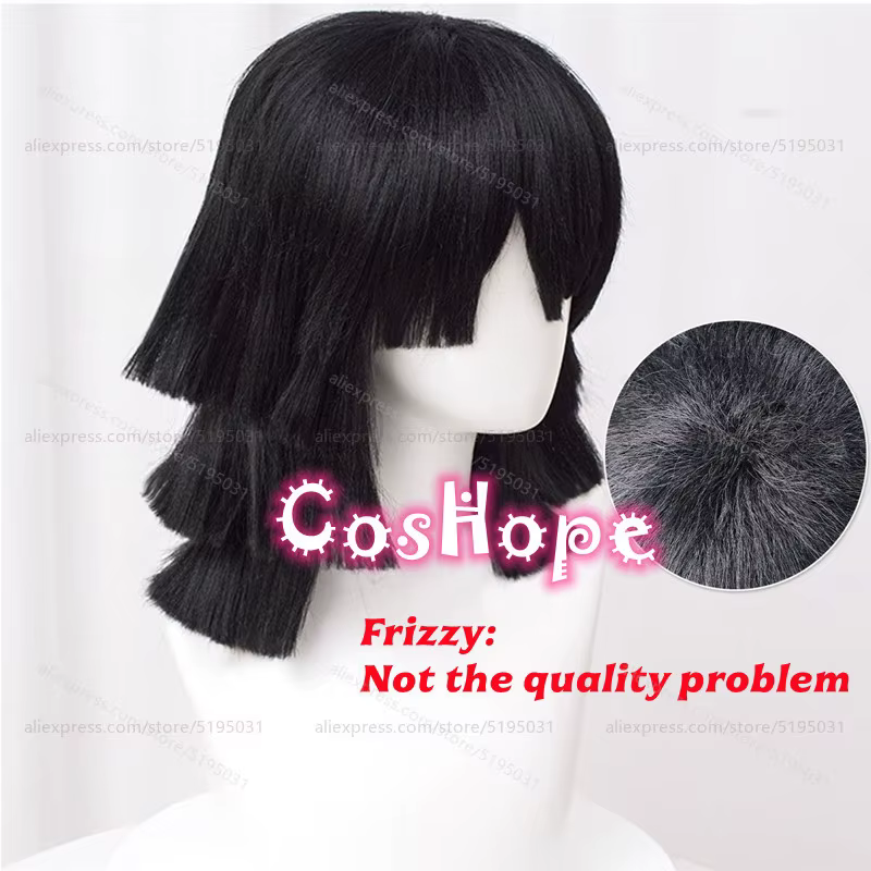 Iguro Obanai Cosplay perruque 40 cm courte perruque noire Anime résistant à la chaleur perruques syn