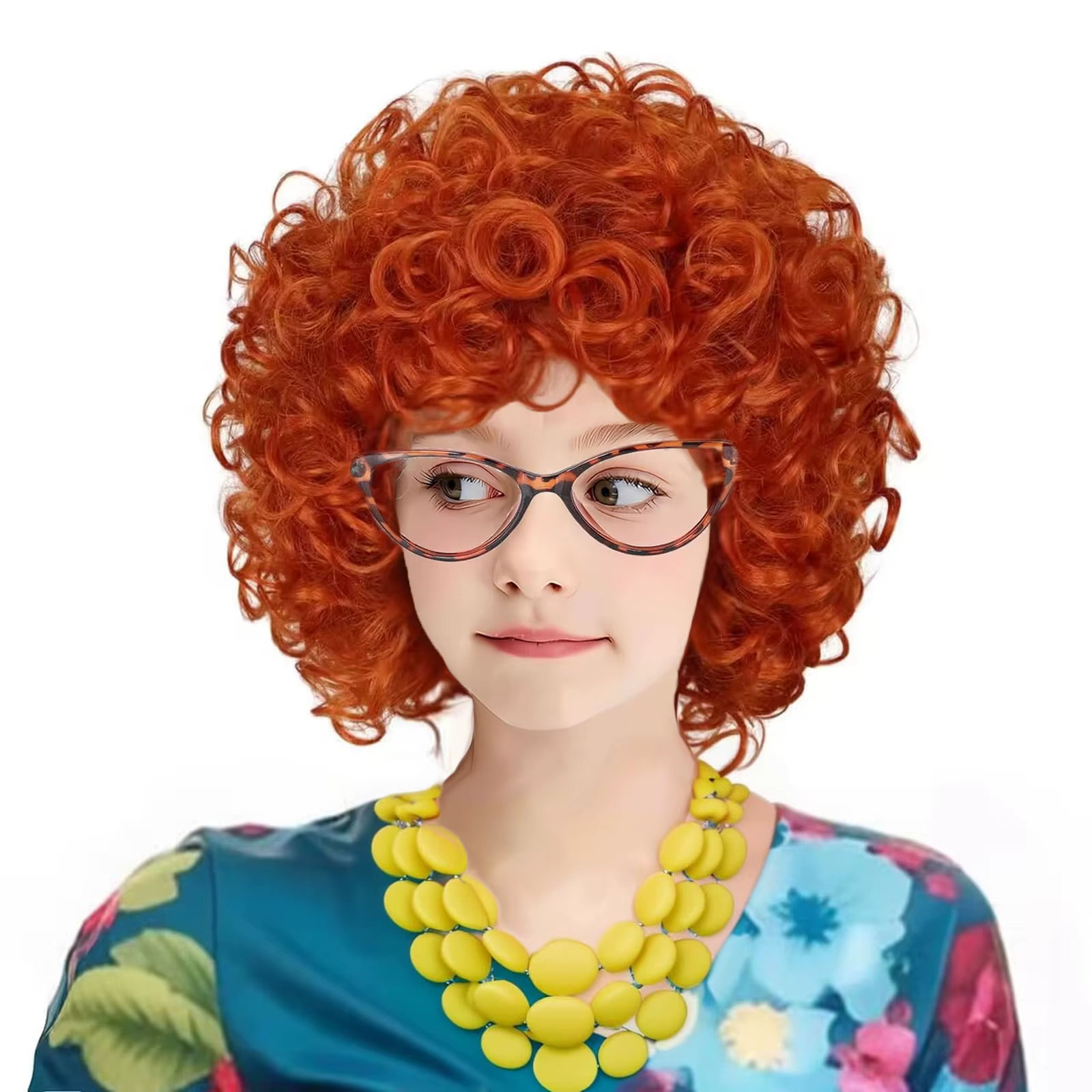 JOPearl-Perruque Cosplay Synthétique Grise pour Femme, Costume avec Lunettes, Retenue de Lunettes, C