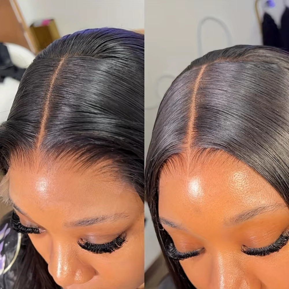 Perruque Bob Lace Frontal Wig naturelle, cheveux courts, lisses, 13x4, 100% cheveux humains, pre-plu