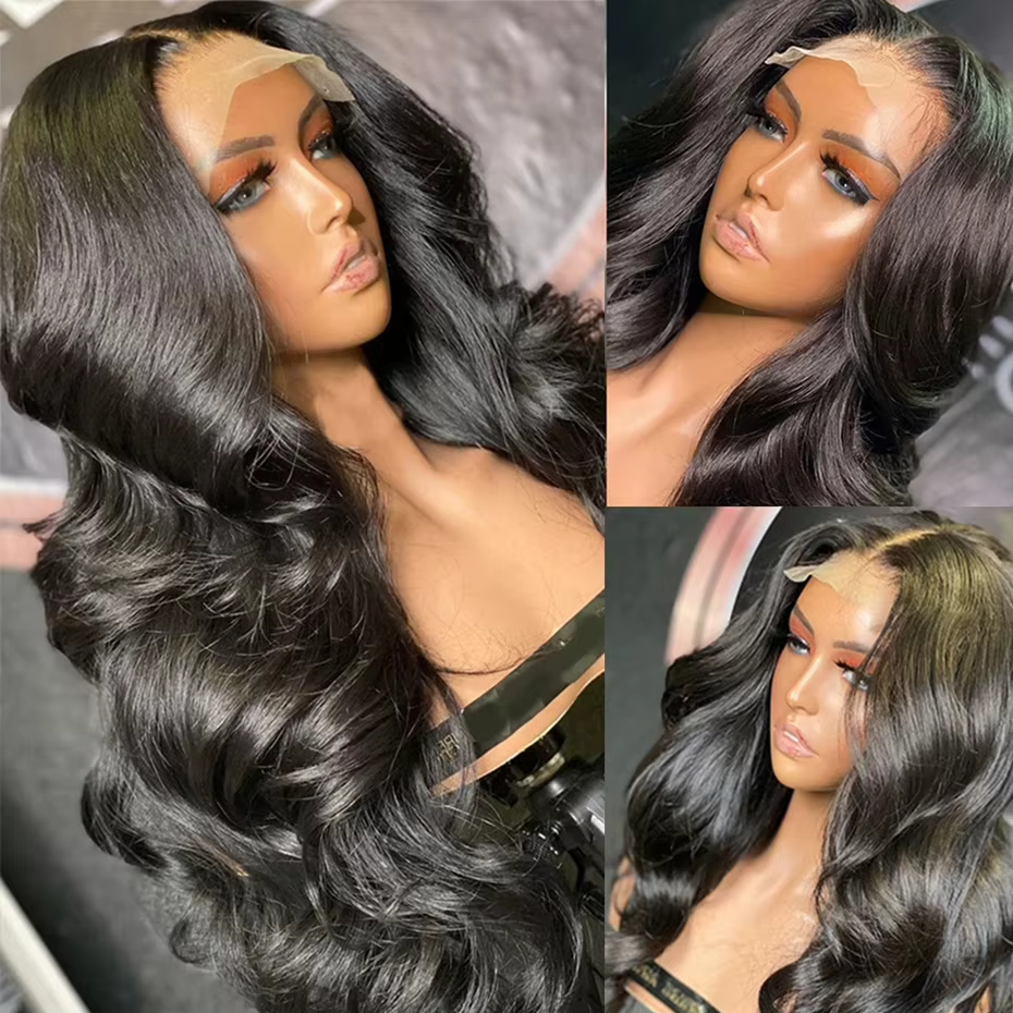 Perruque Full Lace Wig Body Wave Brésilienne Naturelle, 34 Pouces, Pre-Plucked, Transparent, Bling, 