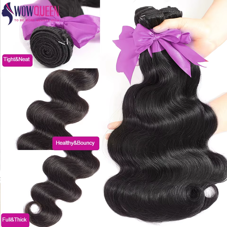 Tissage en Lot Péruvien Remy 100% Naturel, Body Wave, 28 30 32, Longueur Réelle, Extensions de Cheve