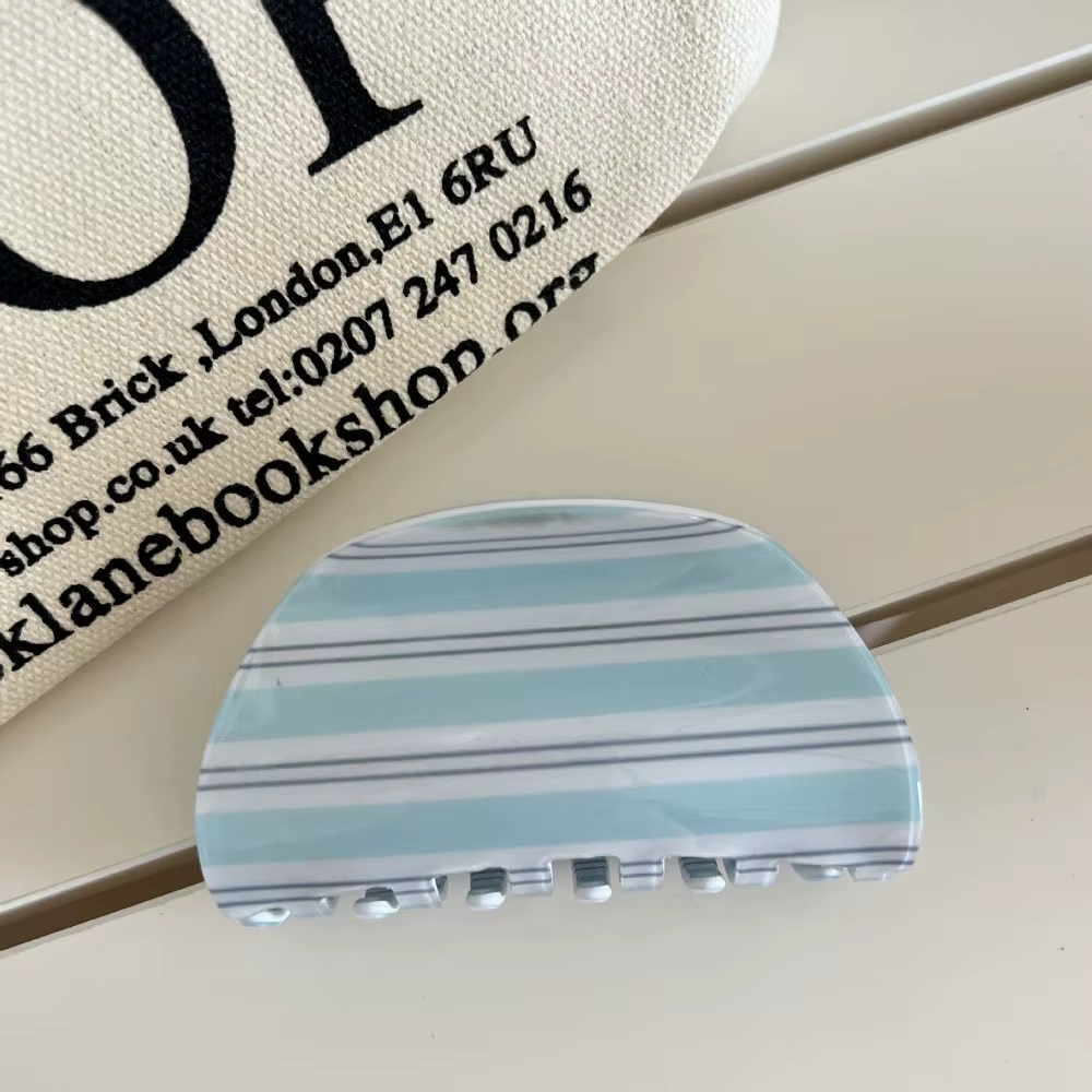 Nouvelle pince à cheveux en forme de demi-lune bleue à rayures, barrette géométrique violette, acces