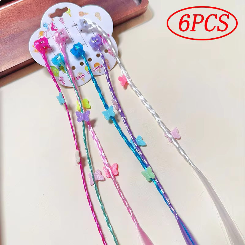 Extensions de cheveux tressés colorés avec pinces, postiches queue de cheval tressées arc-en-ciel po