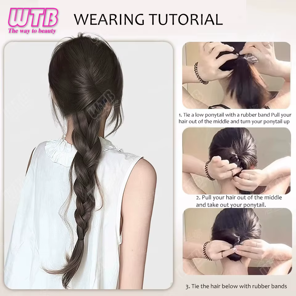 Perruque synthétique tressée pour femme, clip queue de cheval, tempérament paresseux, cheveux tressé