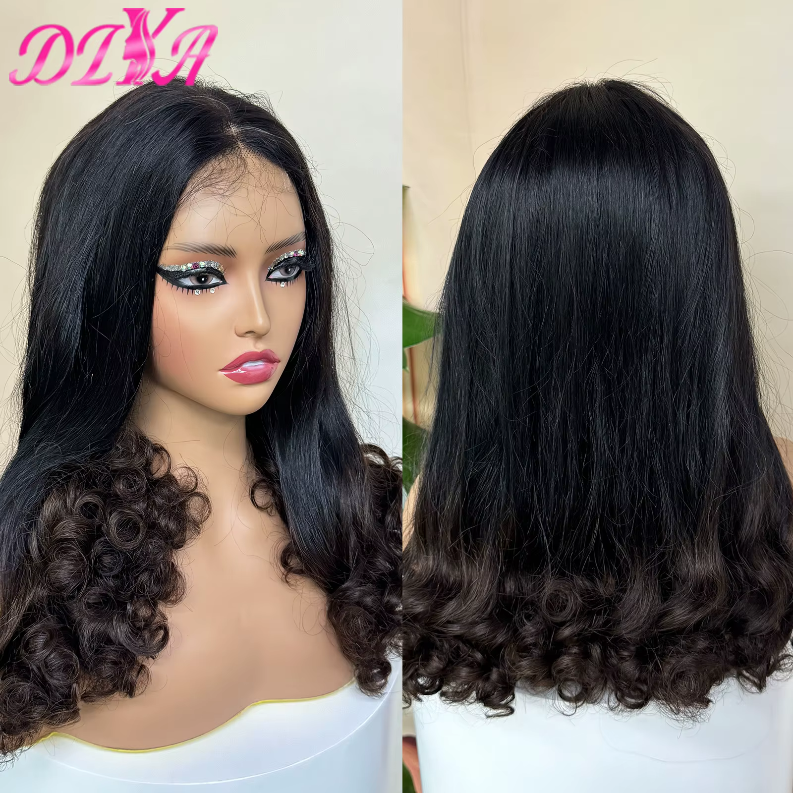 2x6 HD dentelle fermeture perruque de cheveux humains avec extrémités bouclées cheveux vierges crus 