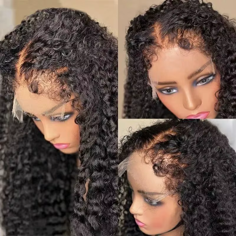 250% 13x6 HD crépus bouclés perruques cheveux humains vague profonde bouclés dentelle avant perruque
