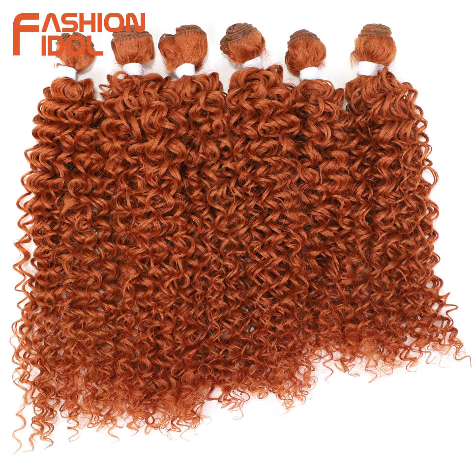 Extensions de cheveux afro bouclés crépus FASHION IDOL, 14-18 pouces, 6 pièces, mèches synthétiques,