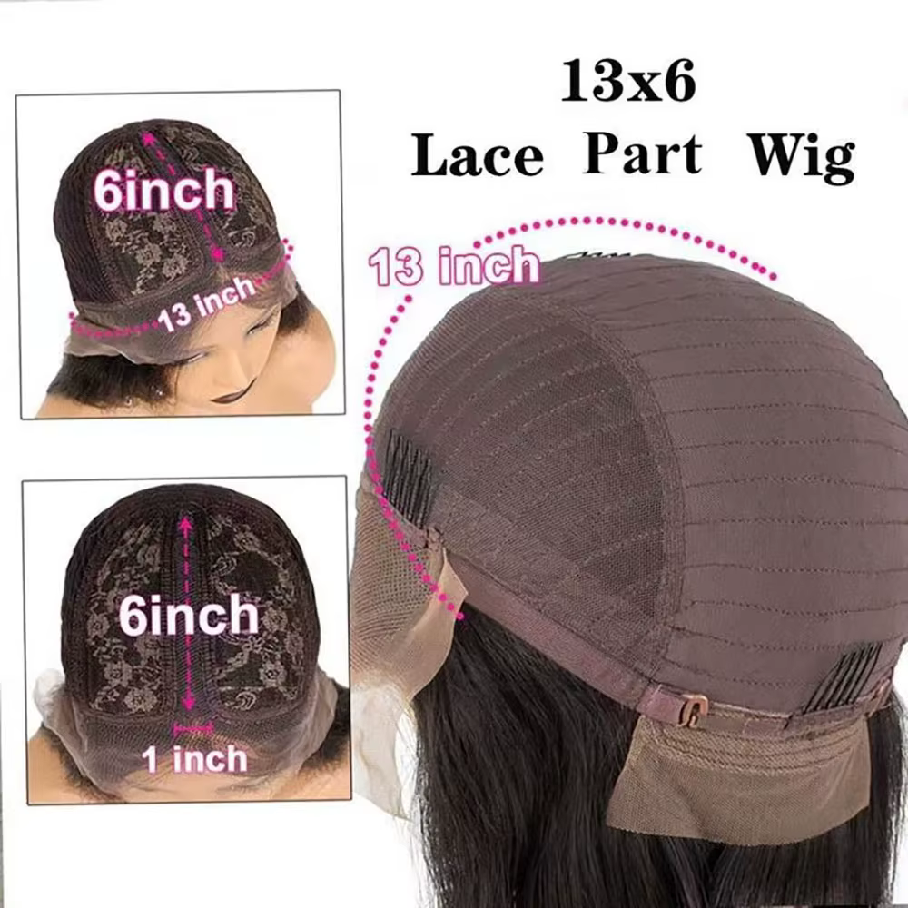 Perruque Lace Front Wig naturelle Remy, cheveux crépus lisses, Transparent HD, sans colle, avec raie