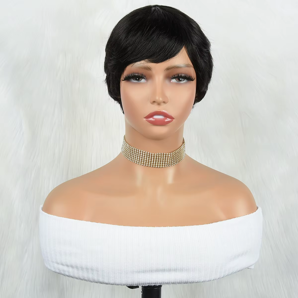 Perruque de Cheveux Humains Courts et Lisses, Coupe Pixie, Faite à la Machine, Bon Marché, pour Femm