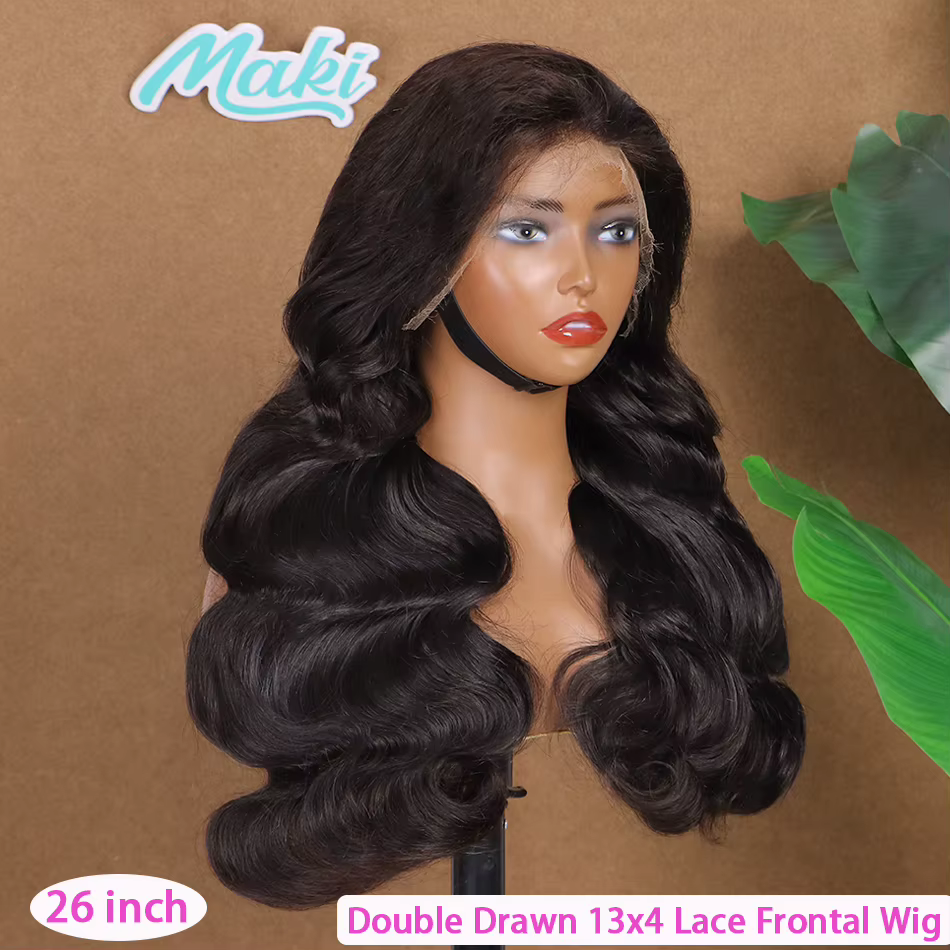 Perruques en cheveux humains Body Wave Double Drawn, avec closure frontale HD 4x4 13x4, pré-épilées,