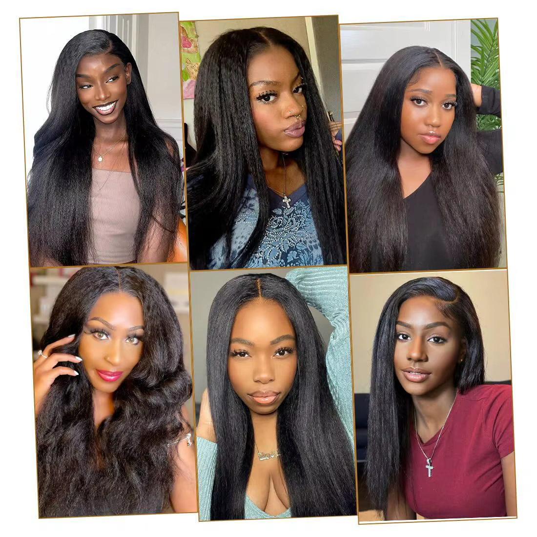 Perruques en cheveux humains lisses Yaki sans colle pour femmes, densité 180, pré-coupées, perruque 