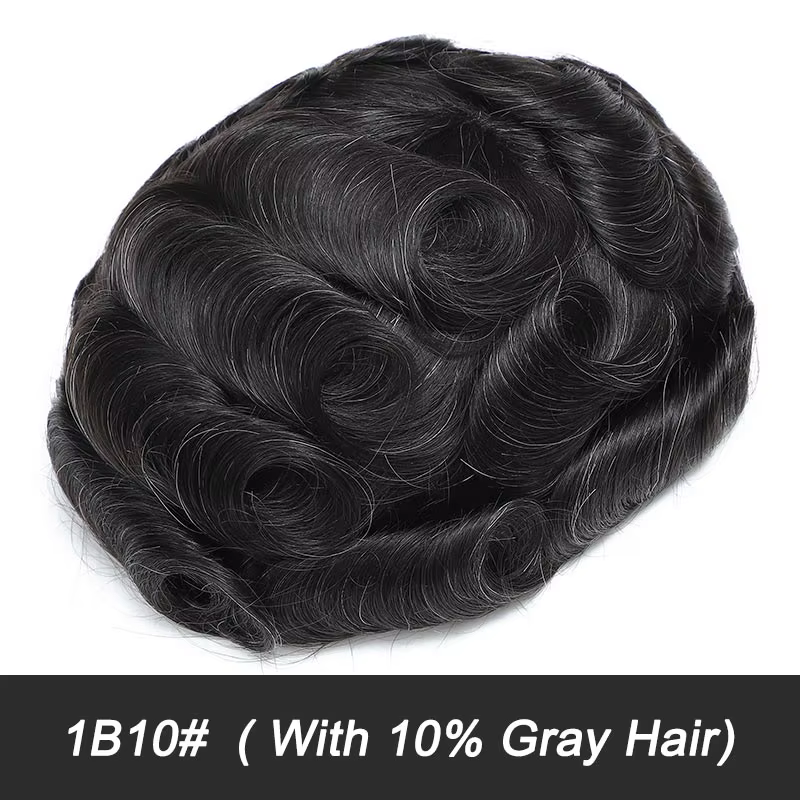 Prothèse capillaire pour hommes, toupet fin en mono, perruque douce en PU, remplacement de cheveux p