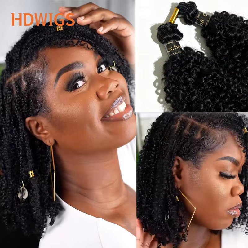 Extensions de cheveux au crochet sans nœuds, pré-séparées, en cheveux humains, style Afro Kinky Curl