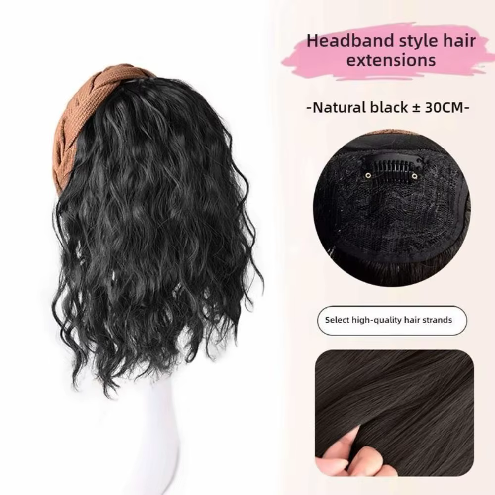 Extension capillaire synthétique longue et bouclée, postiche en forme de U, fausse demi-perruque nat