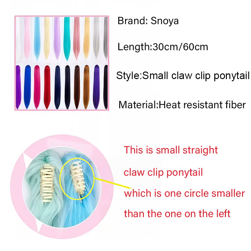 Snoya 60 cm/30 cm synthétique polyvalent longue droite pince à griffes extensions de queue de cheval
