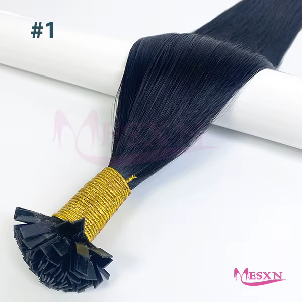 Extensions de cheveux à pointe plate MESXN, 100% cheveux humains naturels, extensions lisses, couleu