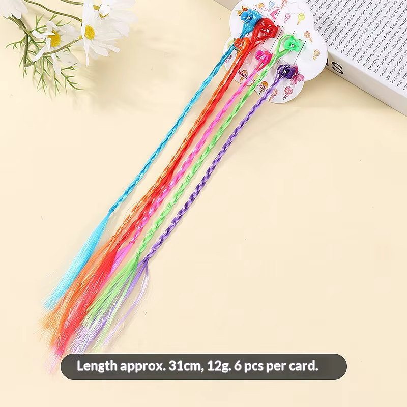 6 pièces pour enfants, extensions de cheveux colorées avec épingles à cheveux, accessoires de coiffu