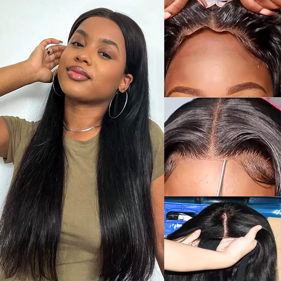 Perruques en cheveux humains sans colle 6x4, prêtes à porter, prédécoupées, 4x4, sans colle, avec de
