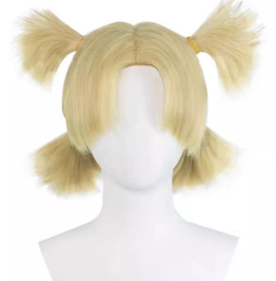 Perruque Cosplay Temari synthétique courte et lisse, perruque de fête Anime pour fille dorée