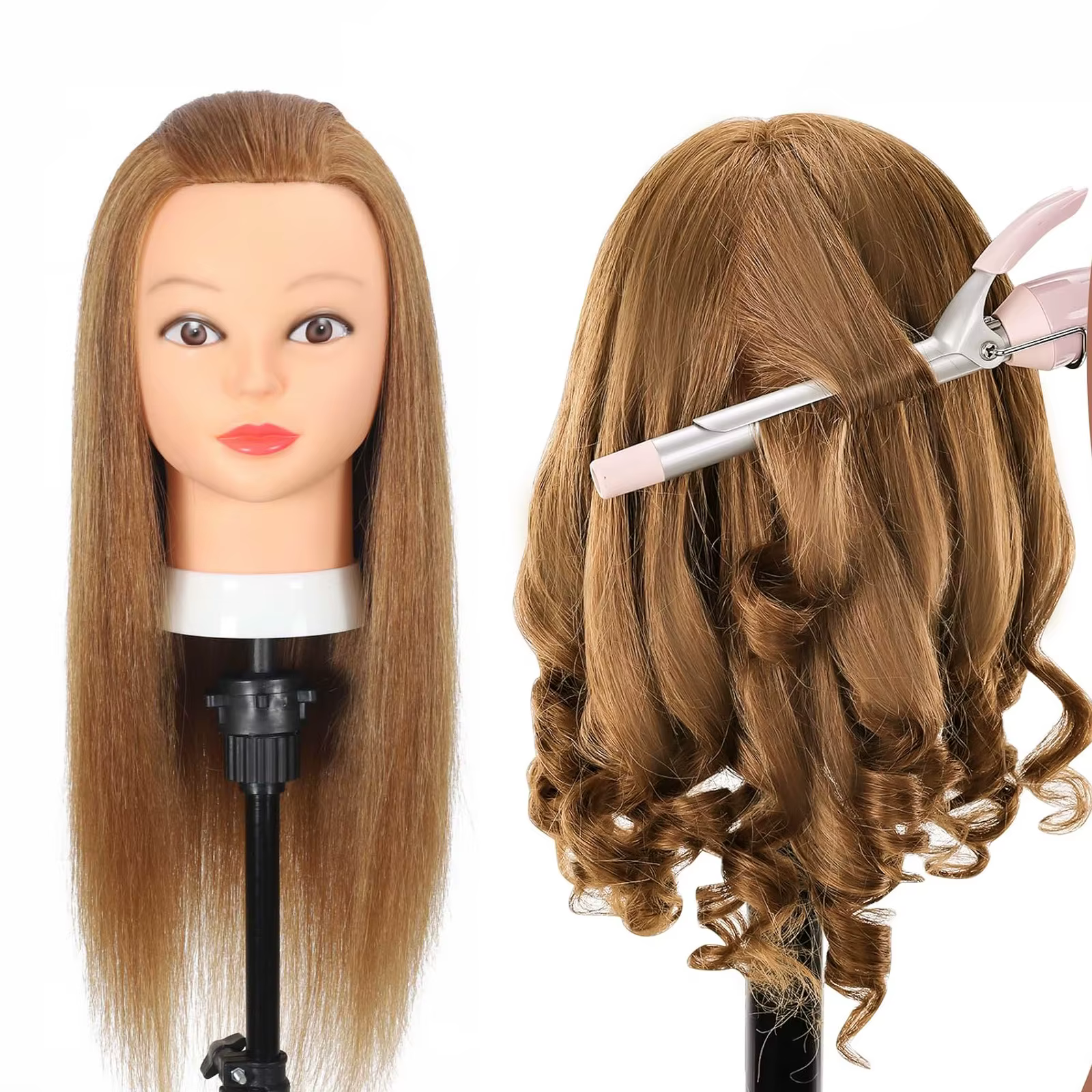 100% tête de Mannequin de cheveux réels avec cheveux humains coiffeur cosmétologie Mannequin Mannequ