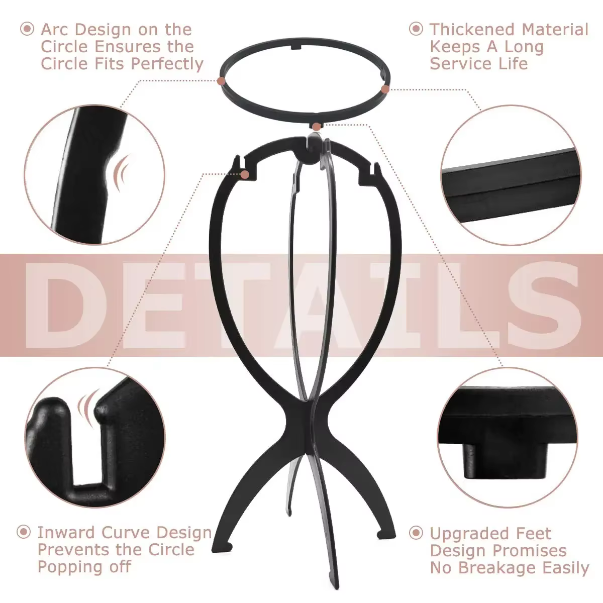 10 pièces support de perruque Durable facile à assembler support de bonnet de perruque Portable en p