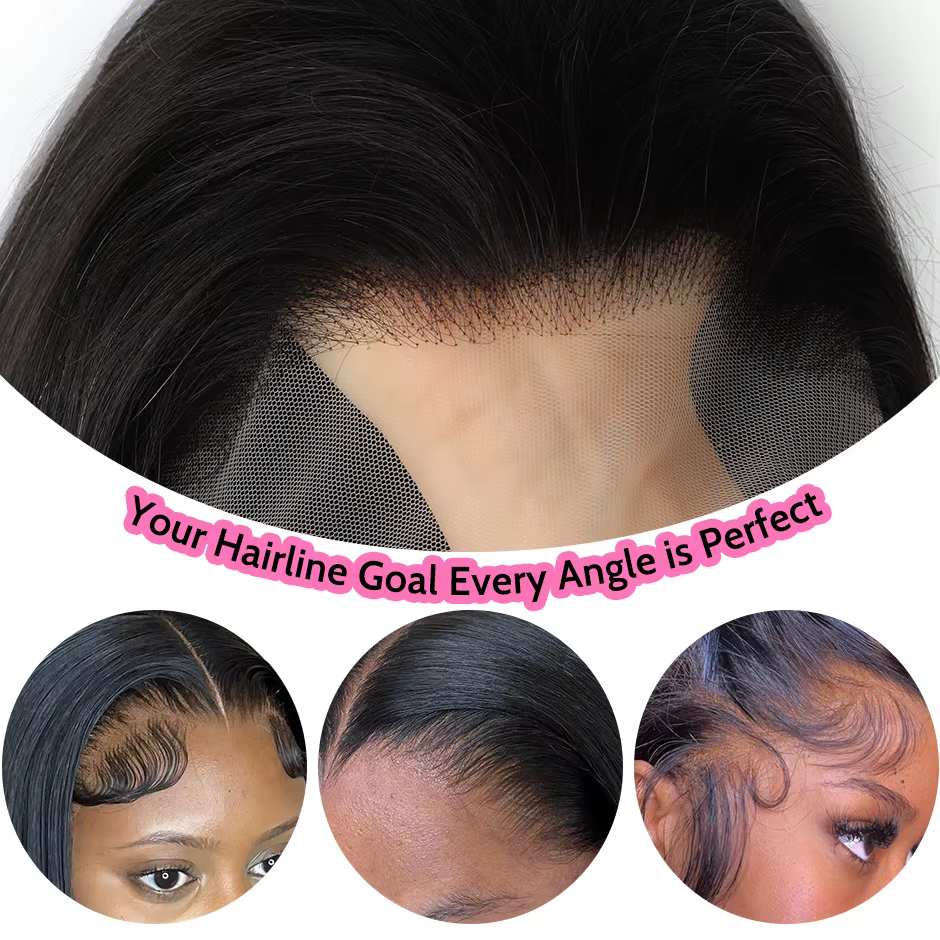 ISEE-Perruque Full Lace Front Wig naturelle lisse, cheveux humains, 13x6, pre-plucked, transparente,