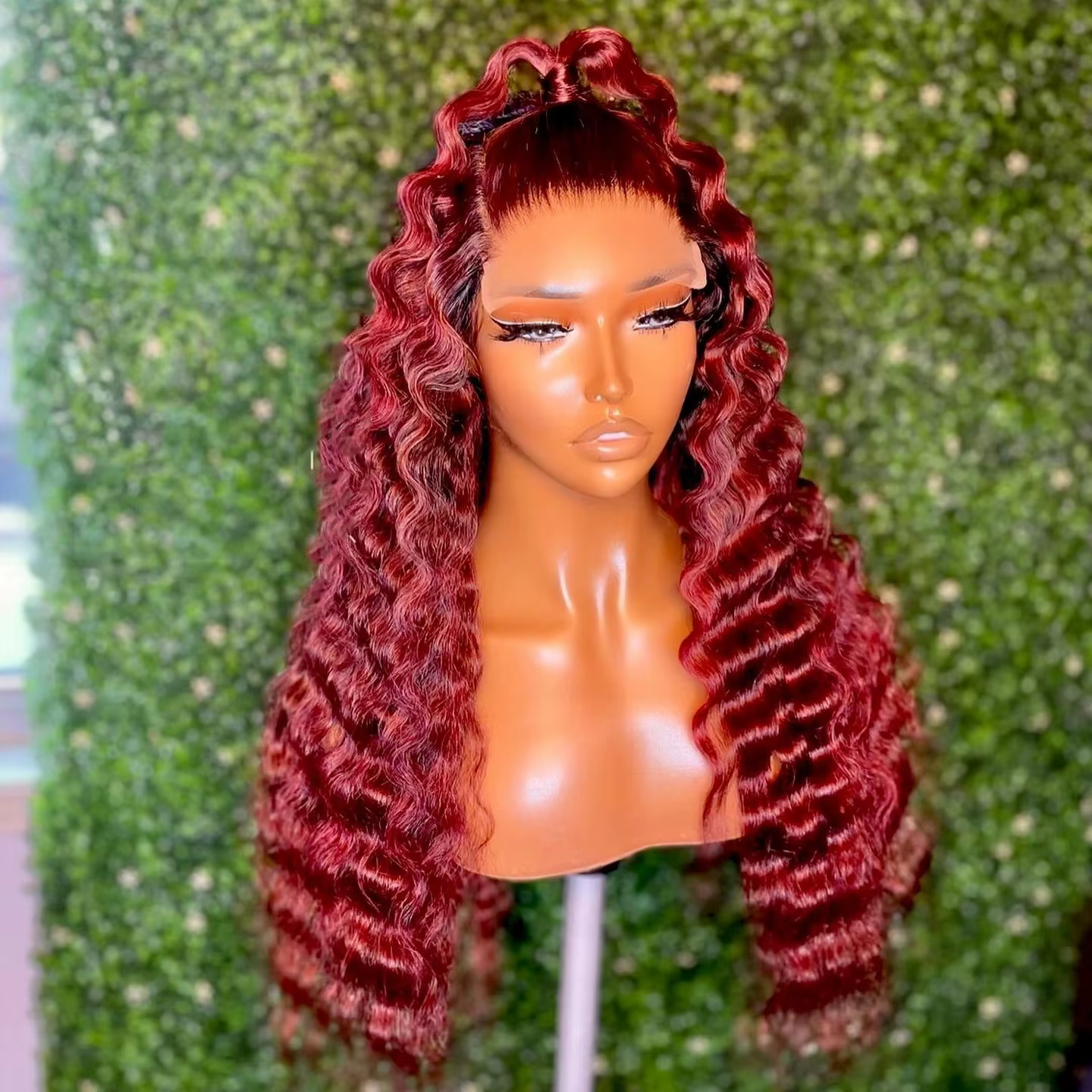 Perruque Lace Front Synthétique Bouclée pour Femme, Cheveux Longs, Blonde Rouge, Deep Curly, Soft Gl
