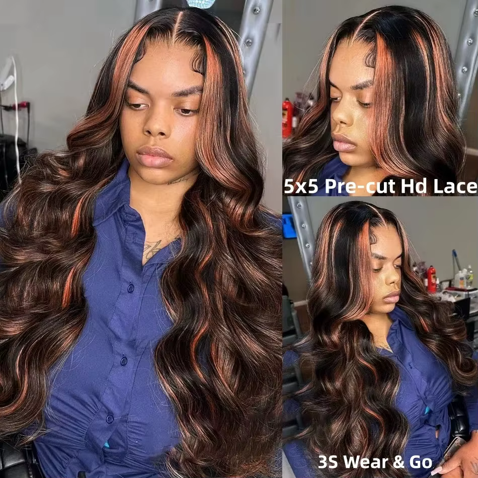 Perruques de cheveux humains sans colle prêtes à porter mettre en évidence 13x6 perruque frontale en