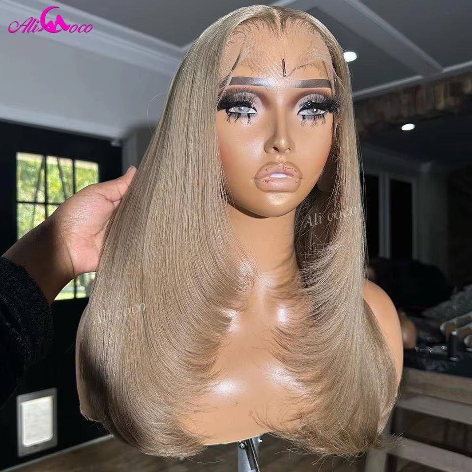 Ali Coco-Perruque Lace Front Wig Remy Naturelle, Cheveux Lisses, Blond, 13x4, 13x6, Transparente, po