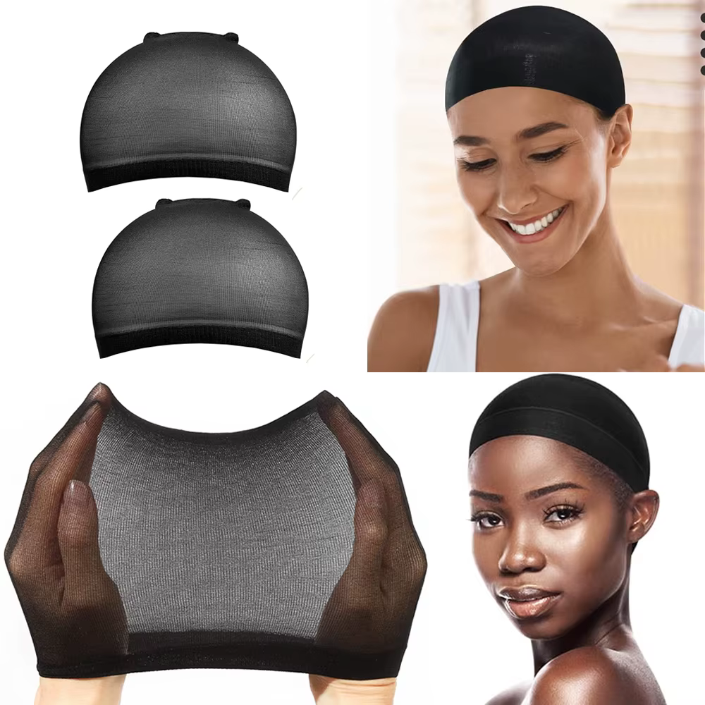 2/12 pièces de bonnets de perruque noirs élastiques, respirants et invisibles, parfaits pour un usag