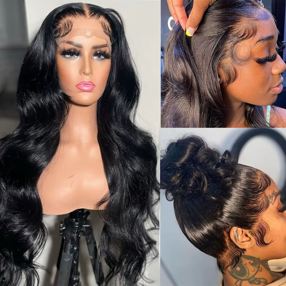 Perruque Lace Front Wig 360 naturelle Body Wave, cheveux humains, pre-plucked, bling, 4x4, 13x4, 32/