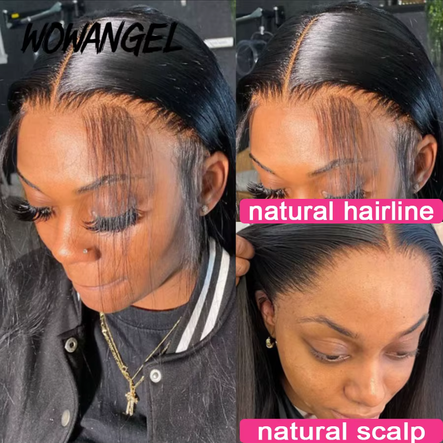 WOWANGEL HD dentelle frontale perruques 13x4 dentelle frontale perruque de cheveux humains peaux fon
