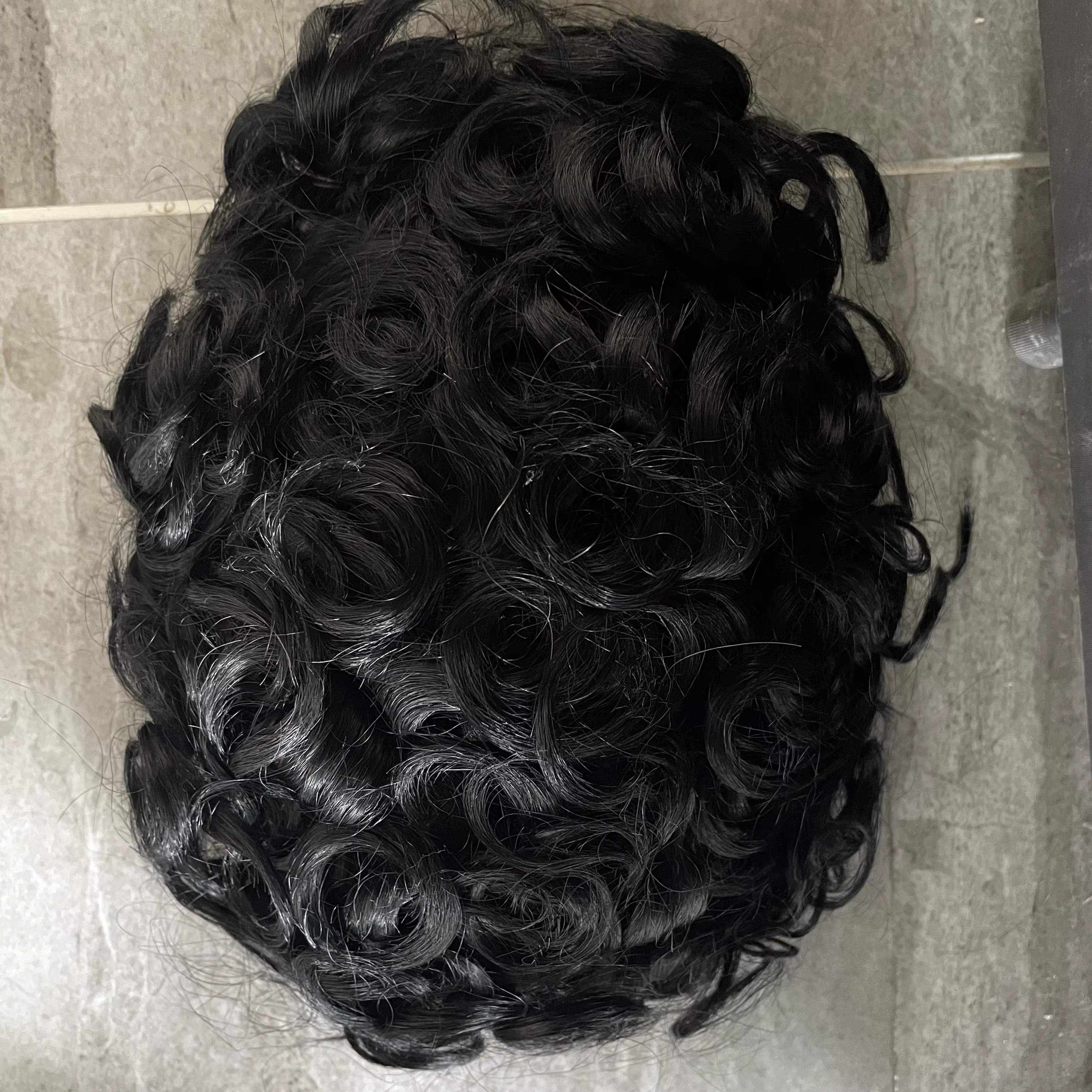Toupet pour hommes, Base entièrement managable, super durable, naissance des cheveux naturelle boucl