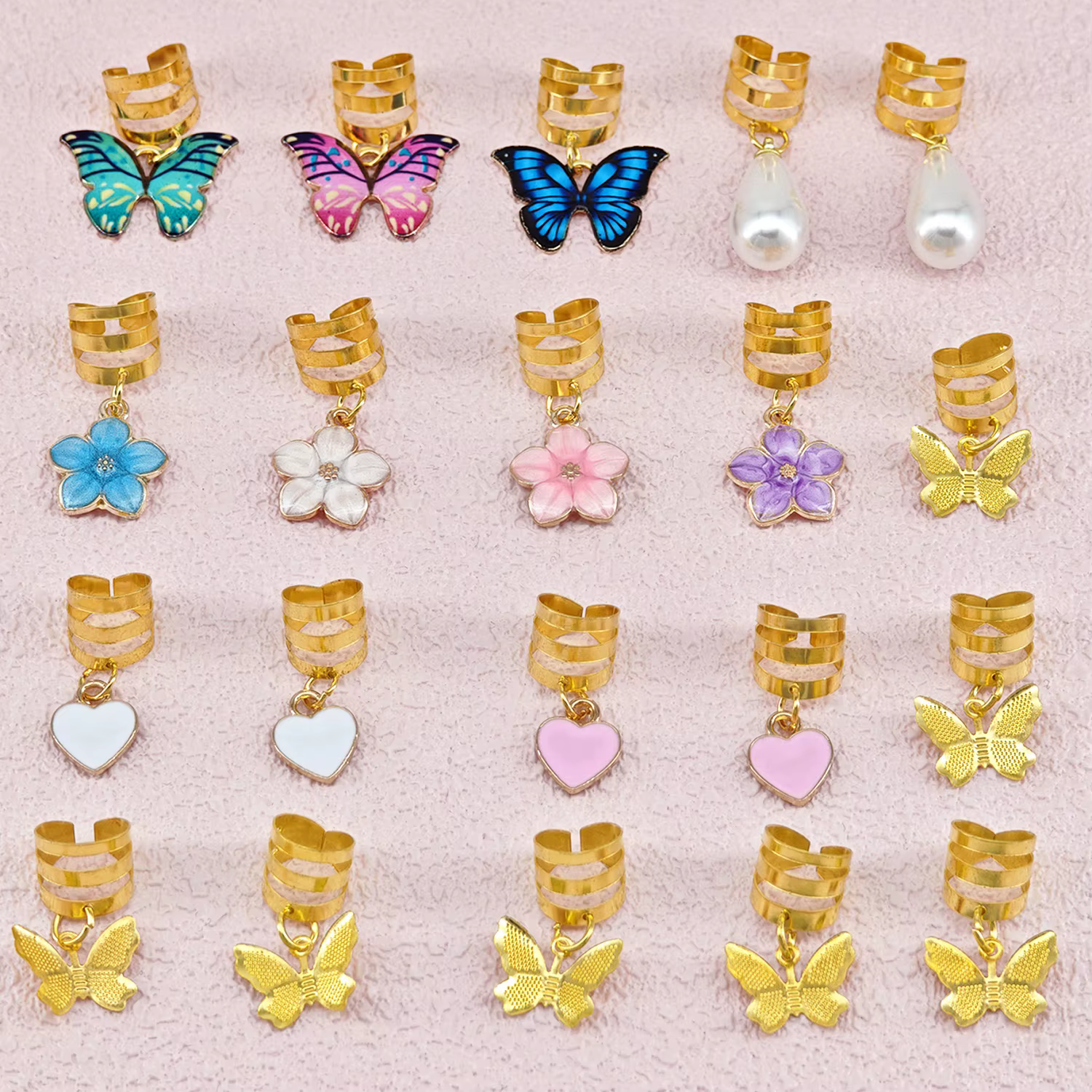 Pinces tressées papillon en cristal, 20 pièces, accessoires pour cheveux, Dreadlock, pendentif papil