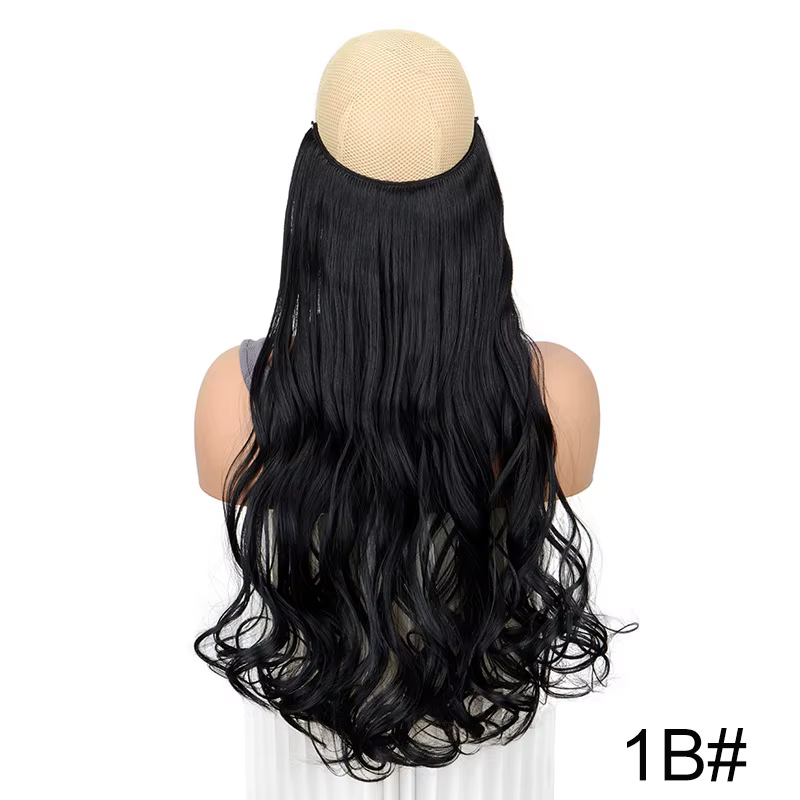 Extensions de cheveux synthétiques invisibles de 20 pouces pour femmes, résistantes à la chaleur, lo