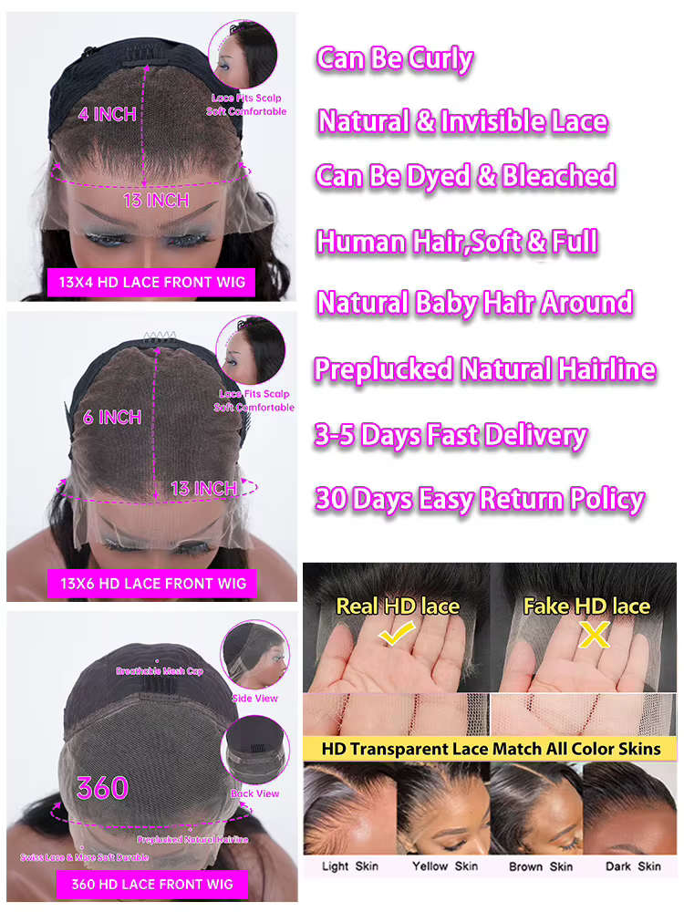 Perruque Lace Frontale HD Transparente 13x6 de 40 Pouces, Ondulations Souples, Perruque Lace Frontal