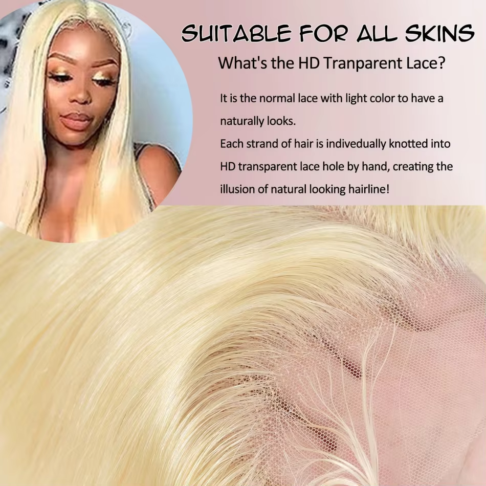 Blonde 613 perruques de cheveux humains droite Hd dentelle frontale perruque 13X6 perruque brésilien
