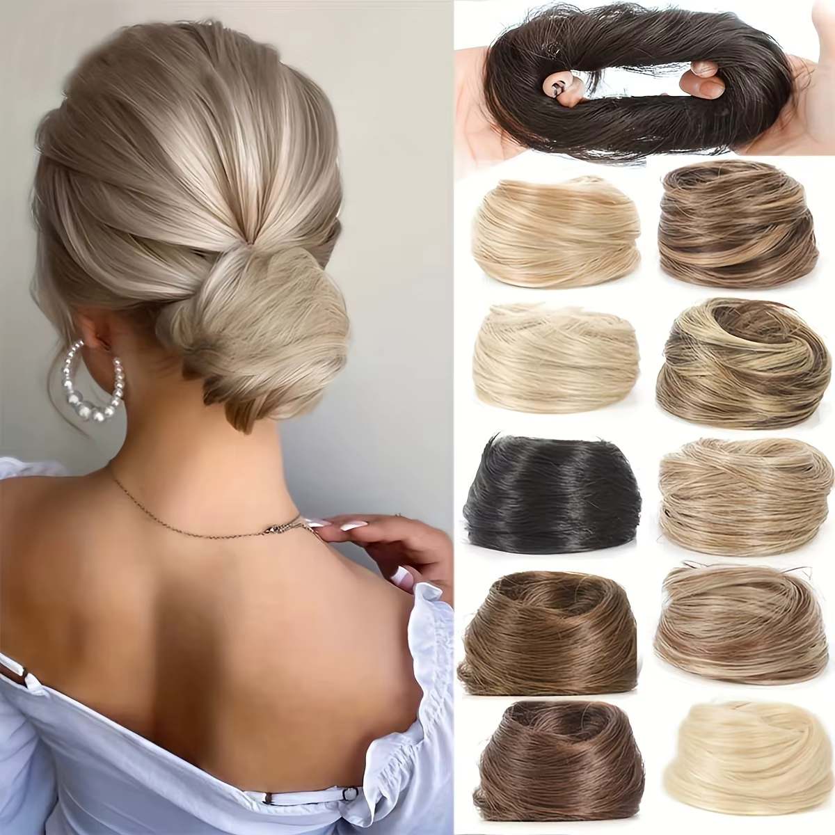 Chignon synthétique désordonné pour femmes, extension de cheveux, chignon droit, 1PC