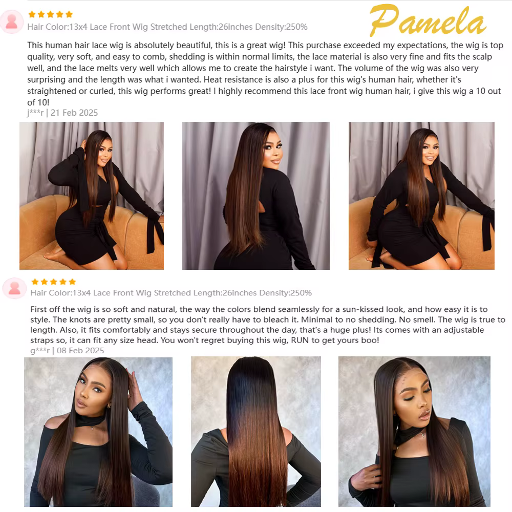Perruque Lace Frontal Wig naturelle sans colle, cheveux lisses, ombré 1b/4 colorés, prêts à porter,