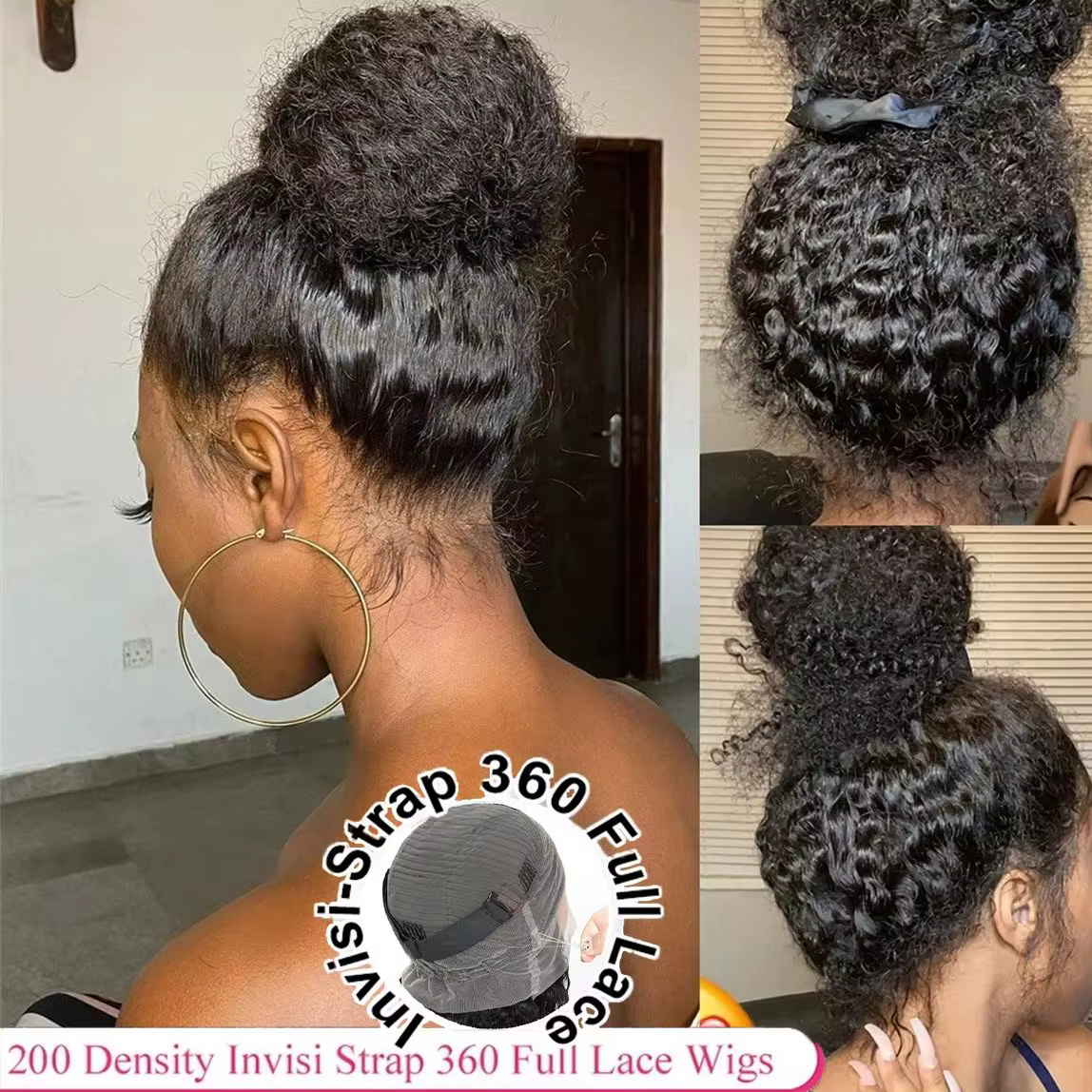 Perruques bouclées 360 HD Full Lace en cheveux humains pré-épilées, perruque frontale en dentelle 13