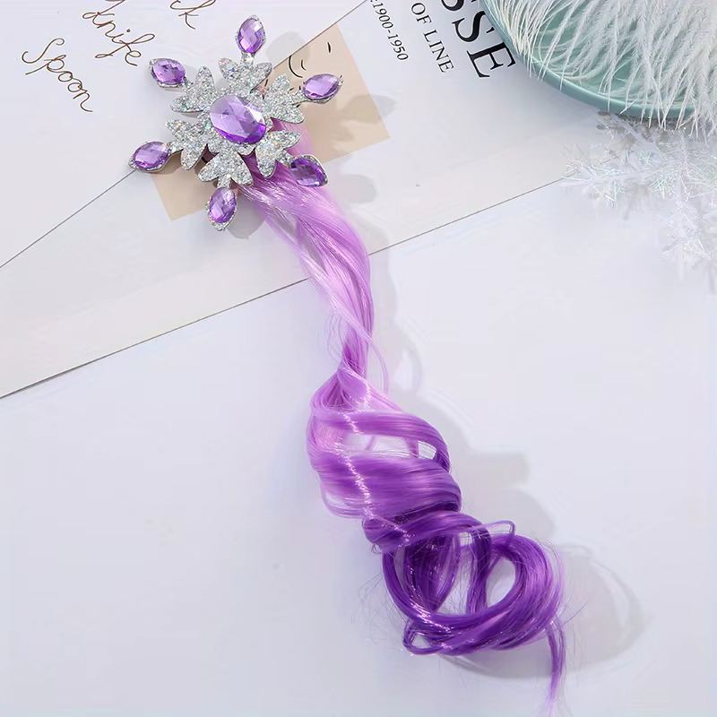 Perruque colorée pour enfants, pinces à cheveux, reine des neiges, cheveux longs bouclés dégradés su