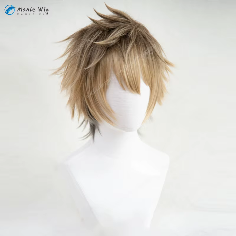 Ruggie Bucchi Cosplay perruque lin marron dégradé perruques courtes Anime Cosplay perruque résistant
