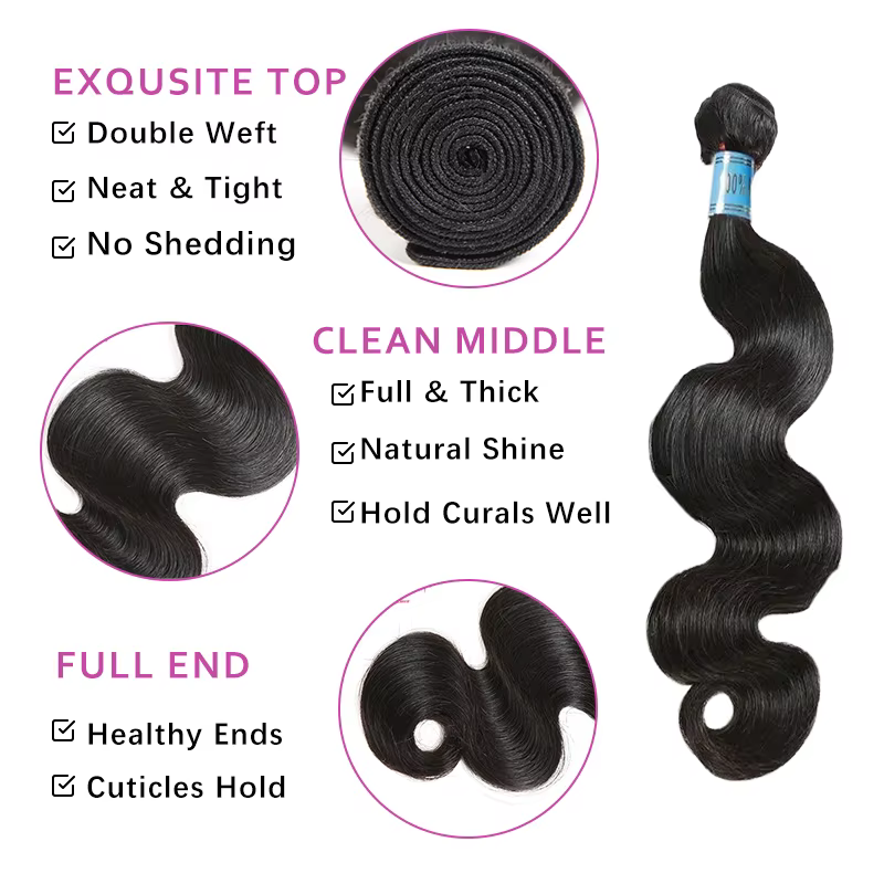 Ali Queen cheveux péruvien vague de corps cheveux humains vierges crus paquets 8 "-28" couleur natur