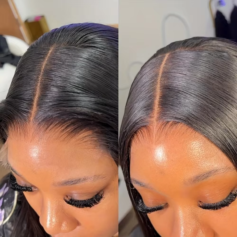 Perruque courte brésilienne 13x4 HD en cheveux humains lisses avec dentelle frontale pour femmes, de