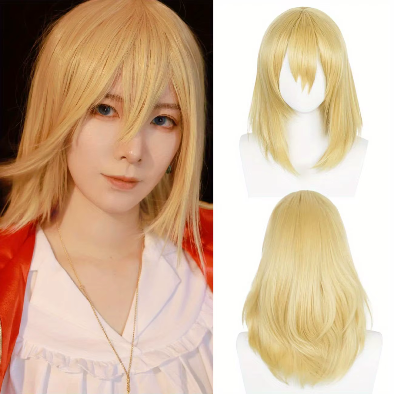 Perruque Bob synthétique Howl pour femmes et hommes, perruque de Cosplay de longueur moyenne pour fê