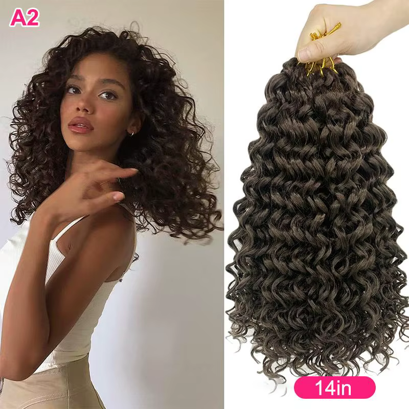 Extensions de cheveux synthétiques bouclés de 14 pouces, style Water Wave, pour tresses au crochet, 
