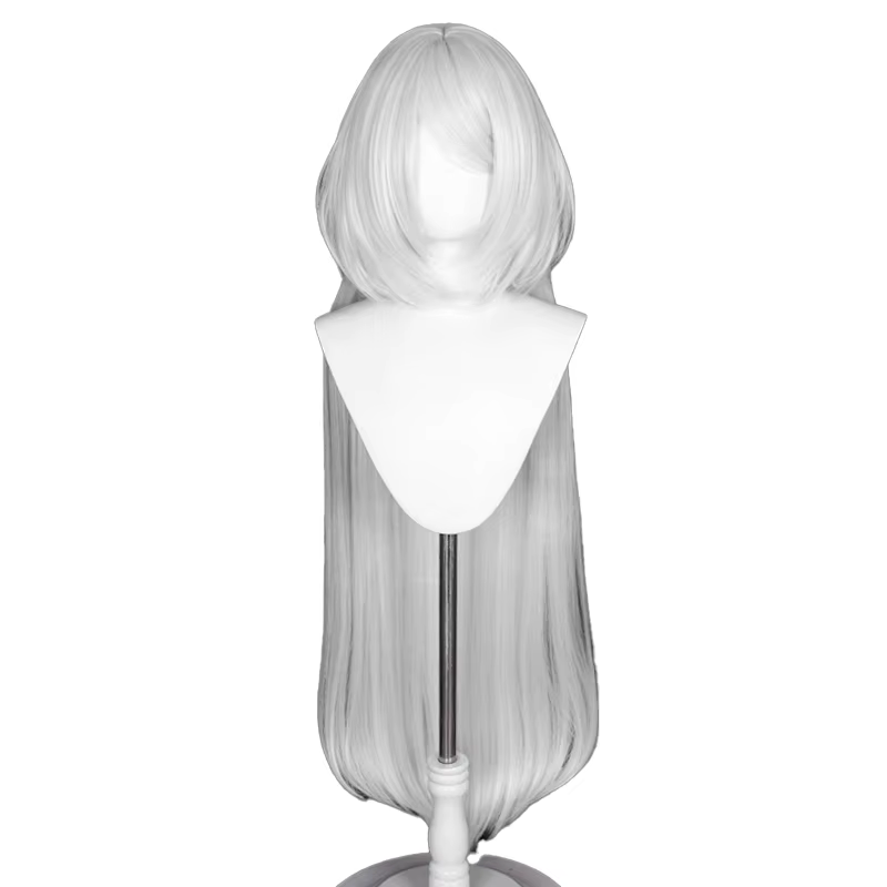 Perruque de cosplay UWOWO 2B, design Cheongsam Fanart, cheveux longs blancs, perruque d'Halloween