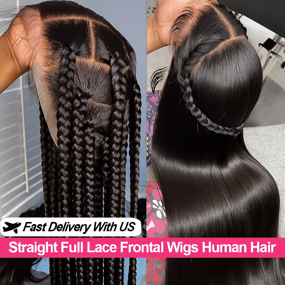Perruque Lace Front HD Transparente Densité 200% Cheveux Humains Raides Brésiliens Pré-Pluckée Pour